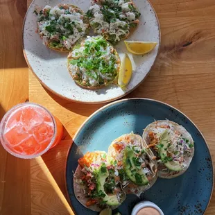 Dungeness Crab Tosadas &amp; Baja Fish Tacos