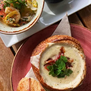 Clam Chowder in a Bread Bowl