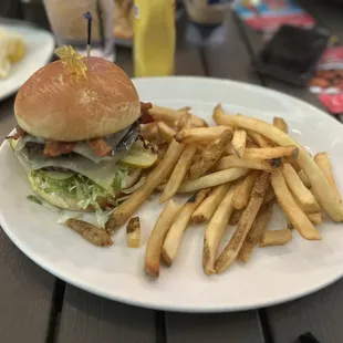 a burger and french fries