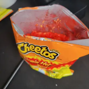 Hot cheetos with Nacho cheese