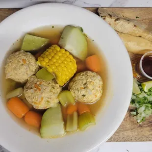 Albondigas. On SOUP DAY (Friday) we alternate between albondigas, pozole, or menudo.