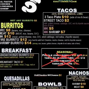 menu for margaro kitchen