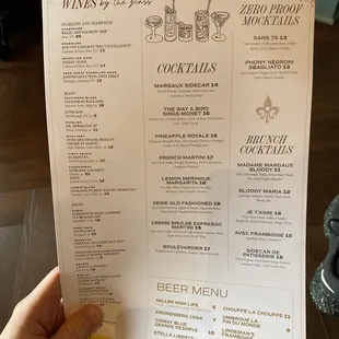 Drink menu