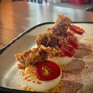 DEVILED EGGS W/FRIED OYSTER