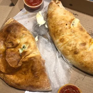 Veggie Calzone, Cheesesteak Stromboli
