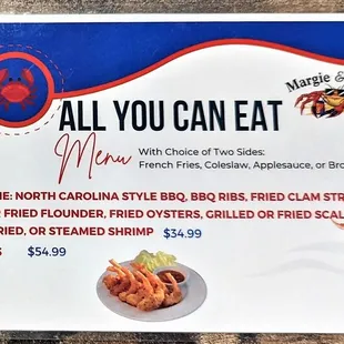 These are their All You Can Eat Specials.  Photo taken January 31, 2023.