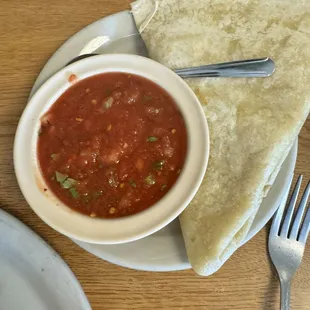 Salsa and tortilla