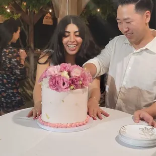 The gave margie the theme and she made it perfect! The beautiful flowers and gold flakes were perfect!
