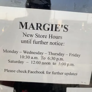 Hours changed due to Covid