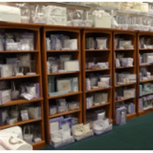 a shelf of items in a store