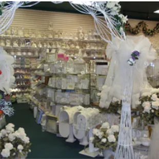 the inside of a wedding shop