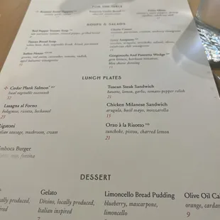 Lunch Menu