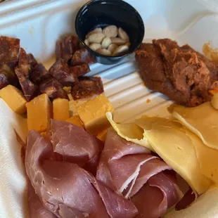 Charcuterie board...well half eaten.