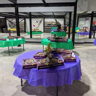 Social distancing tables filled with yummies!