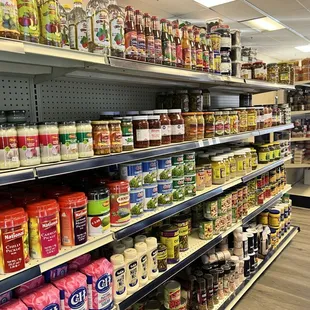 shelves of food