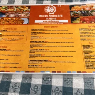 The menu