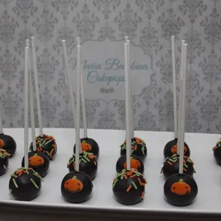 a platter of halloween cake pops
