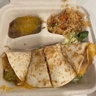 Shredded Chicken Quesadilla Plate