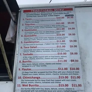 a menu for a mexican restaurant
