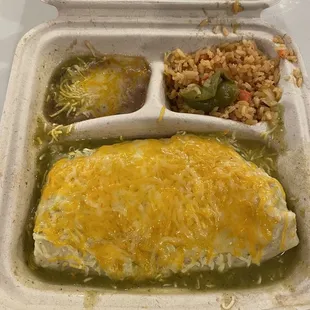 Carnitas Chili Verde Wet Burrito Plate