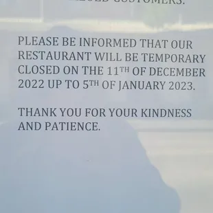 Holiday Hours...