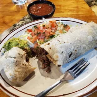 Carne asada burrito is OK.