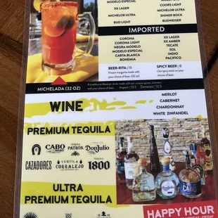 Drink menu