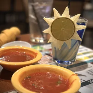 two bowls of salsa
