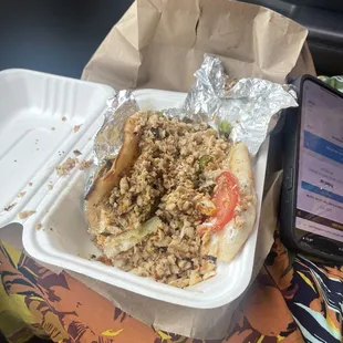 Chicken cheesesteak on Pita bread yum