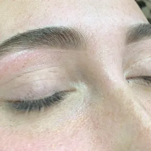 We grew her brows to exactly where they needed to be! Natural fuller shaped brows.