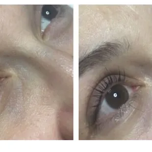Lashlift, curls natural lashes at the base. Last's 6-8weeks ~Maria Estelle