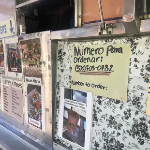 menus on a food truck