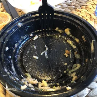 Asada bowl (eaten) in a shallow bowl.