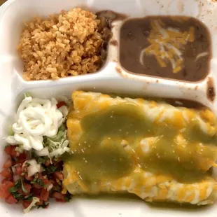 a meal in a styrofoam container