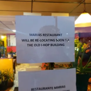 Maria's is moving