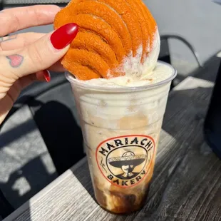 Pumpkin Spice Concha and Pumpkin Cream Cold Brew