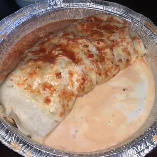 Steak and cheese burrito. It was huge!. Very flavorful! And the cheese flavor was phenomenal!