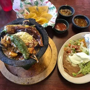"The Molcajate with a chili toreado"