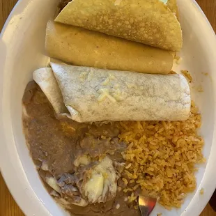 Burrito, enchilada, taco