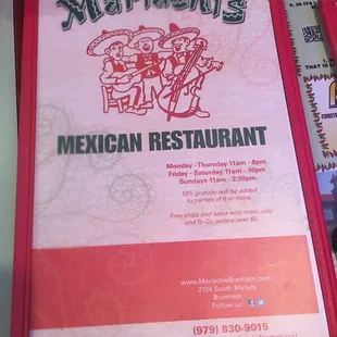 Full menu