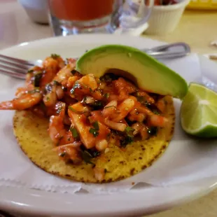 My friend got this tostada de camarón.