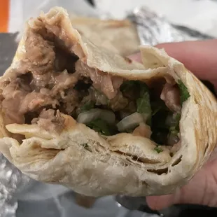 the inside of a burrito