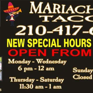 New hours in service !!