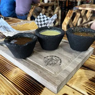 Three salsas 2 hot 1 mild