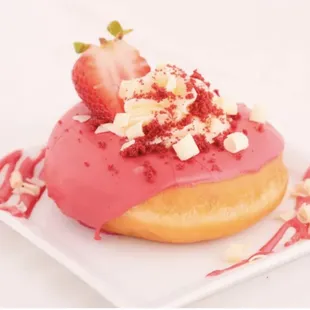a strawberry covered donut