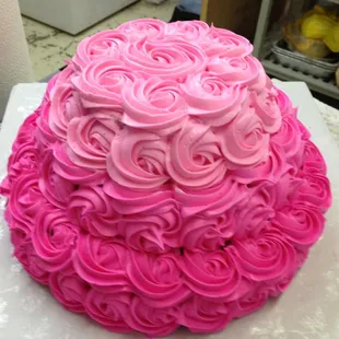 a pink rose cake