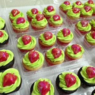 a display of cupcakes