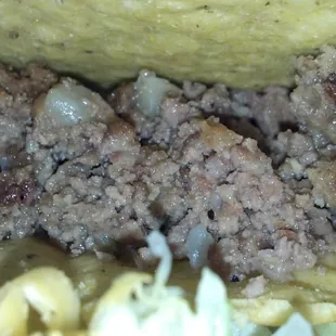Potato filling in the taco meat