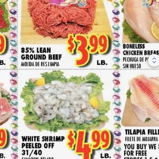 prices of fresh seafood and meats
