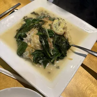 Fish with added spinach pinwheels
